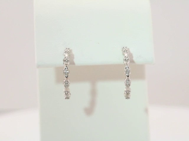 14K White .04 CTW Natural Diamond Hoop Earrings