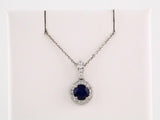 14K White Gold Natural Blue Sapphire & 1/5 CTW Natural Diamond 18" Necklace