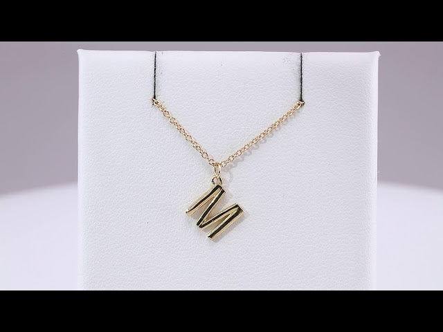14K Yellow Gold Initial M Dangle 18" Necklace