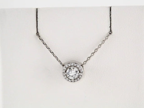 14K White Gold 3/8 CTW Natural Diamond Halo-Style 16" Necklace