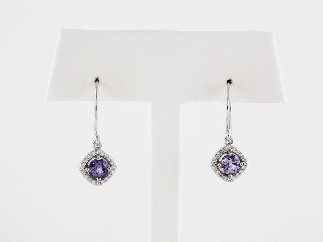 14K White Natural Tanzanite & 1/5 CTW Natural Diamond Earrings