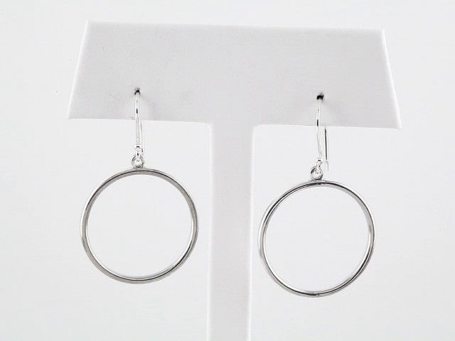 14K White Circle Earrings