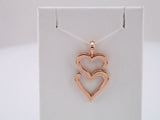 14K Rose Double Heart Pendant