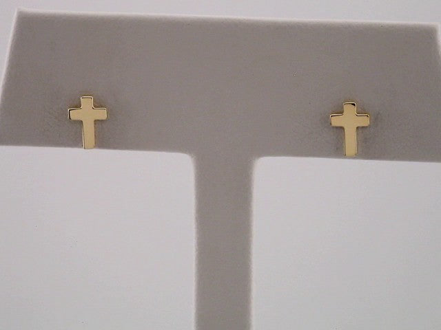 14K Yellow 7x5 mm Cross Earrings