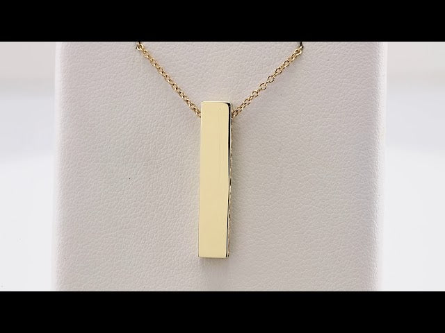 14K Yellow Gold Engravable Sculptural Bar 16-18" Necklace