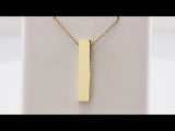 14K Yellow Gold Engravable Sculptural Bar 16-18" Necklace