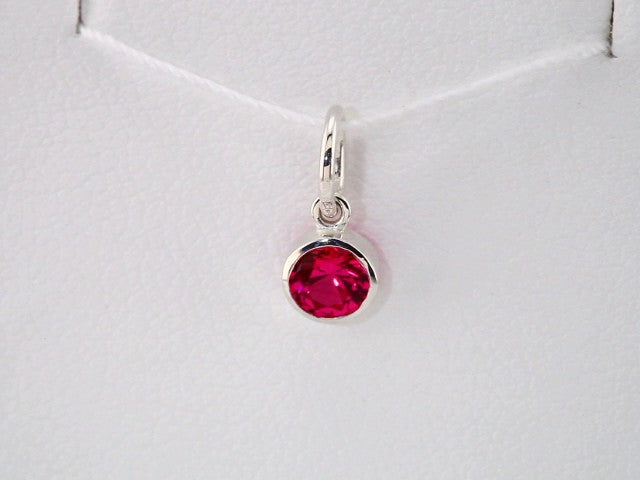 14K White Gold Posh Mommy® Imitation Ruby Charm/Pendant