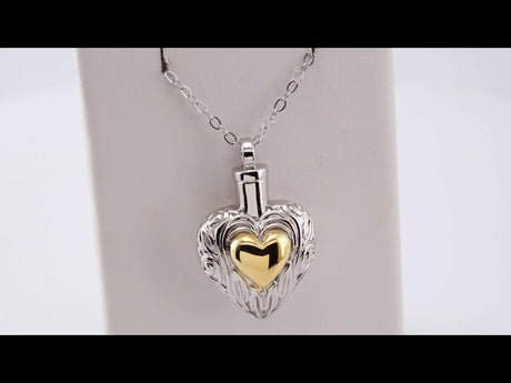 Sterling Silver 14K Yellow Gold-Plated Heart Ash Holder 18" Necklace