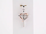 Sterling Silver .006 CTW Natural Diamond Heart Cross Pendant