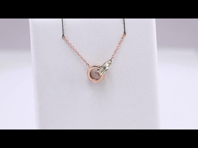 14K Rose/White Interlocking Circle 18" Necklace