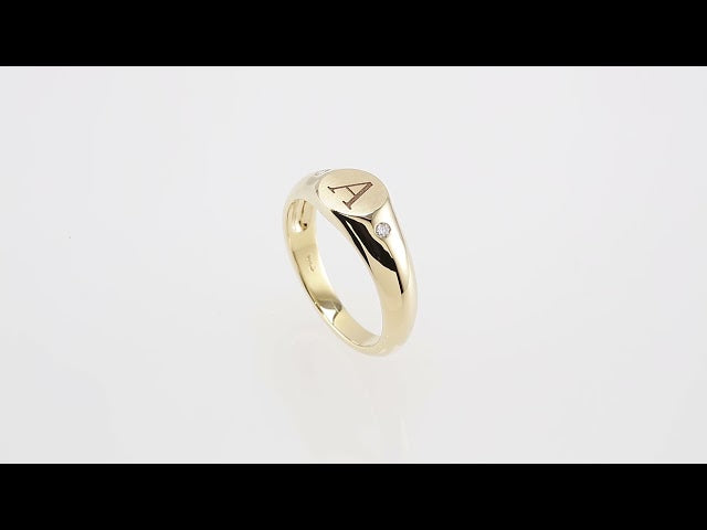 14K Yellow Gold  .06 CTW Natural Diamond 8.6 mm Round Signet Ring