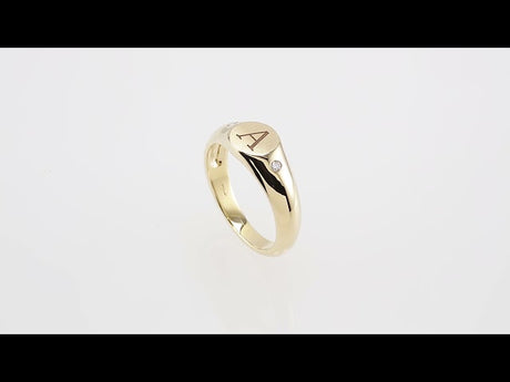 14K Yellow Gold  .06 CTW Natural Diamond 8.6 mm Round Signet Ring