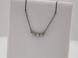 14K White 1/8 CTW Natural Diamond Three-Stone 16-18" Necklace