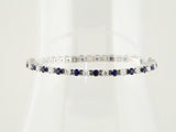 14K White Natural Blue Sapphire & 2 1/3 CTW Natural Diamond Line 7" Bracelet