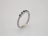 14K White Natural Aquamarine Beaded Ring