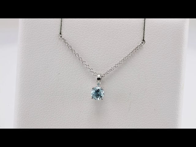 14K White 4 mm Natural Blue Zircon 16-18" Necklace