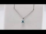 14K White 4 mm Natural Blue Zircon 16-18" Necklace