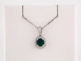 14K White Natural Emerald & 1/5 CTW Natural Diamond 18" Necklace