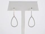 14K White Beaded Teardrop Earrings