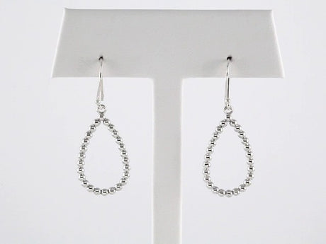 14K White Beaded Teardrop Earrings