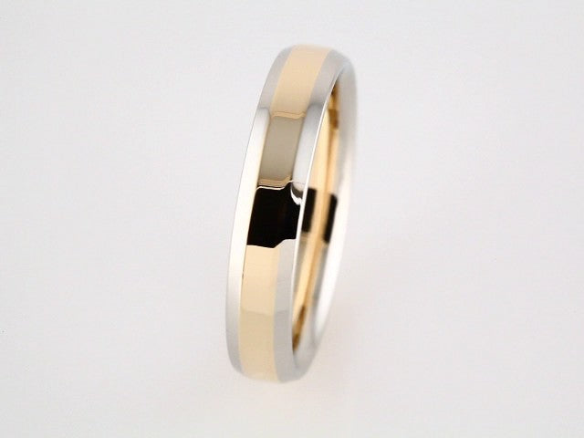 14K White/Yellow 4 mm Comfort-Fit Beveled Edge Band