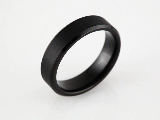 Black PVD Tungsten 6 mm Beveled-Edge Inlay Band Size 7