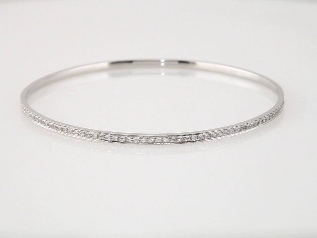 14K White Gold 1 1/2 CTW Natural Diamond 7" Bangle Bracelet 