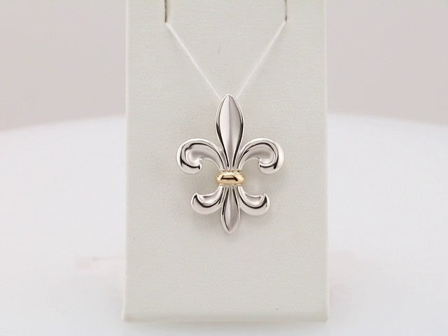 Sterling Silver & 14K Yellow Fleur-de-lis Pendant