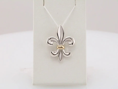 Sterling Silver & 14K Yellow Fleur-de-lis Pendant