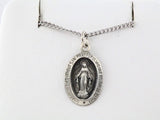 Sterling Silver 15x11 mm Oval Miraculous Medal 18" Necklace