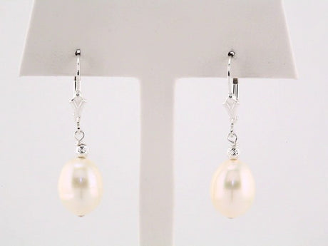 Sterling Silver 9-10 mm Cultured White Freshwater Pearl Earrings