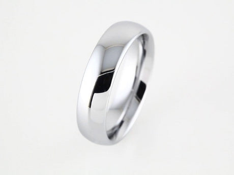 White Tungsten 6 mm Comfort-Fit Half Round Band Size 7.5