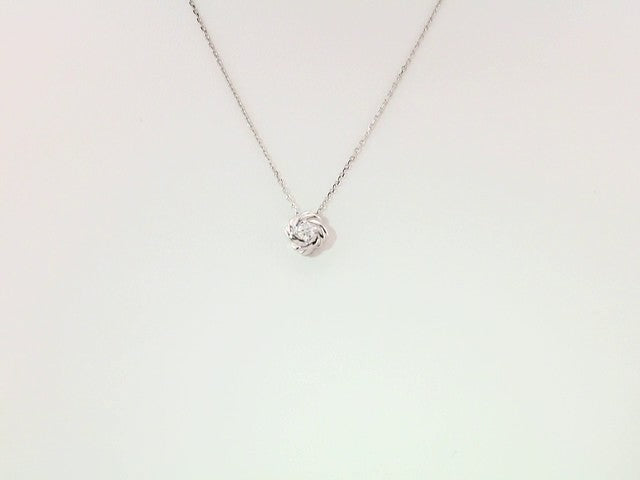 14K White Gold 1/6 CTW Natural Diamond Knot 16-18" Necklace