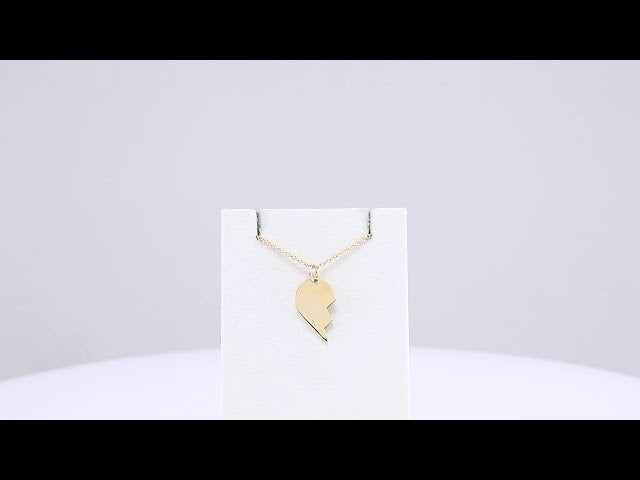 14K Yellow Gold 17x10 mm Right Broken Heart 16-18" Necklace