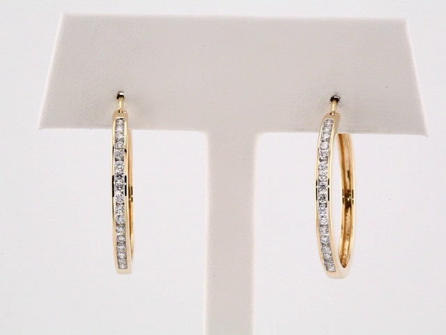 14K Yellow 1/2 CTW Natural Diamond Hoop Earrings