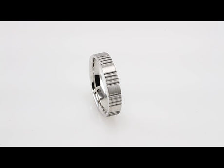 14K White Gold 5 mm Grooved Comfort-Fit Flat Band Size 10