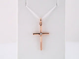 14K Rose Gold .02 CT Natural Diamond Cross Pendant