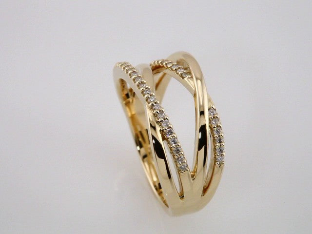 14K Yellow 1/5 CTW Natural Diamond Criss-Cross Ring