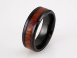 Black PVD Cobalt 8 mm Casted Wood Inlay Comfort-Fit Band Size 9