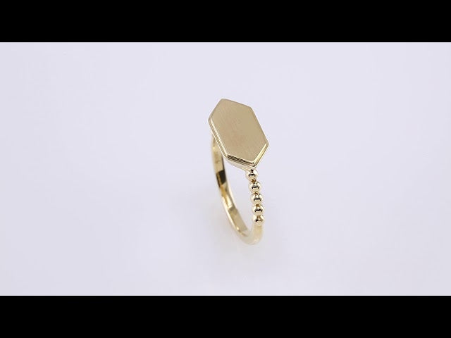 14K Yellow 15x7 mm Geometric Signet Ring