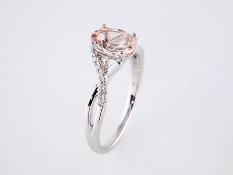 14K White Natural Pink Morganite & .06 CTW Natural Diamond Ring Size 7