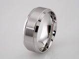 14K White Gold 8 mm Milgrain Beveled-Edge Comfort-Fit Half Round Band Size 9