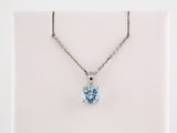 Sterling Silver 3 mm Imitation Aquamarine Youth Solitaire 14" Necklace