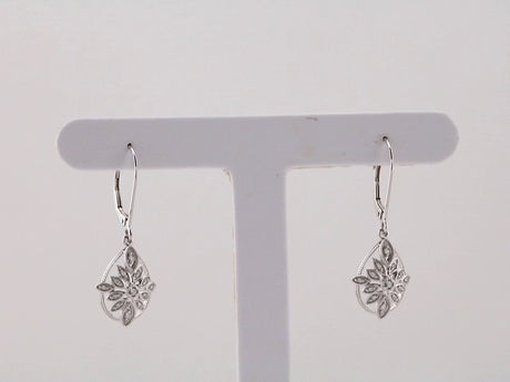 14K White Gold 1/6 CTW Natural Diamond Granulated Filigree Earrings