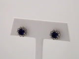 14K White 3.2 mm Natural Blue Sapphire & 1/8 CTW Natural Diamond Earrings