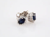 14K White Gold Natural Blue Sapphire & 1/3 CTW Natural Diamond Earrings