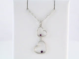 Sterling Silver Natural Amethyst Double Heart 18" Necklace