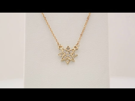 14K Yellow Gold .04 CTW Natural Diamond Star 16-18"  Necklace