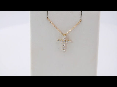 14K Yellow Gold 1/4 CTW Natural Diamond Cross 16-18" Necklace