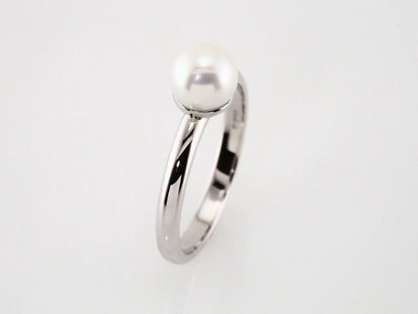 14K White Gold 6.5-7 mm Cultured White Freshwater Pearl Ring